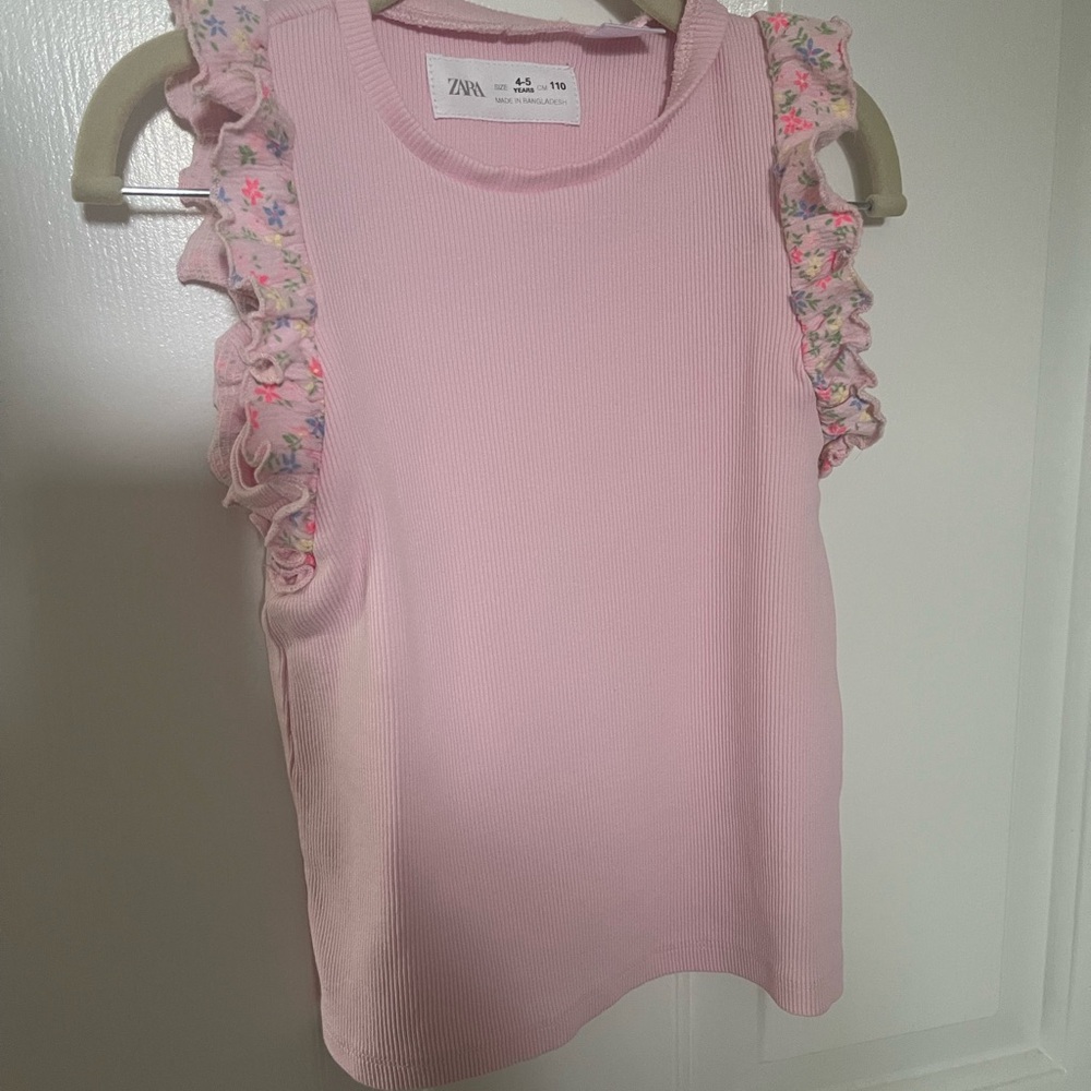 Zara Ruffled Pink Tank Top